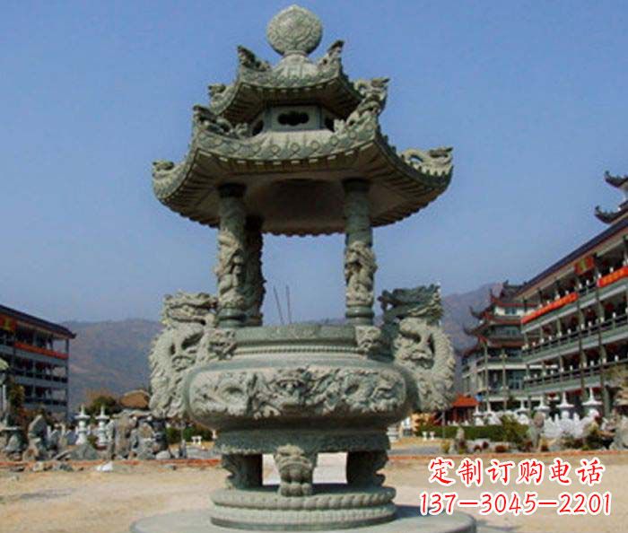 金华寺庙景观仿古石香炉
