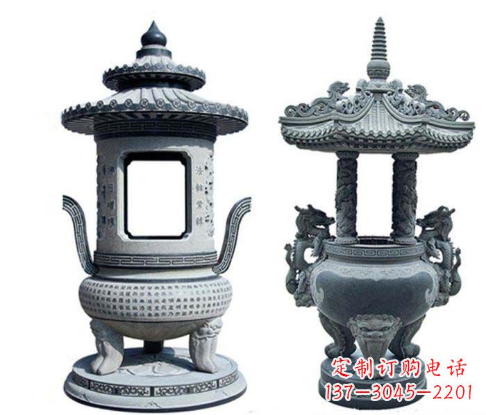金华寺庙景观仿古香炉石雕