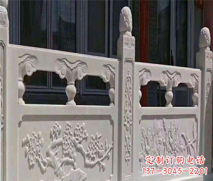 金华寺庙景观汉白玉石浮雕栏板 (2)