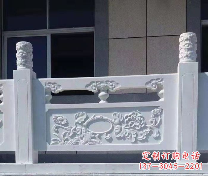 金华寺庙景观汉白玉石浮雕栏板 (4)
