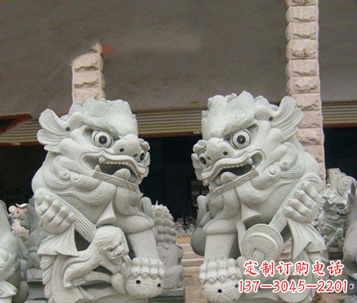 金华寺庙景观南方狮子石雕 (2)