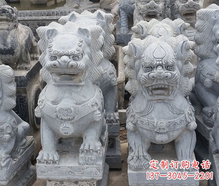 金华寺庙青石狮子石雕