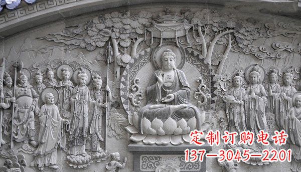 金华寺庙墙壁石浮雕佛像