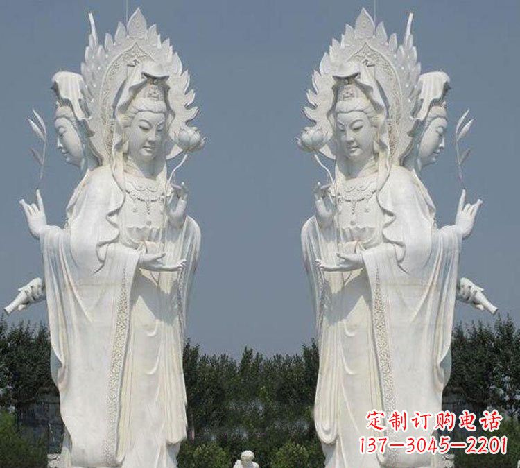 金华寺庙三面观音菩萨雕塑