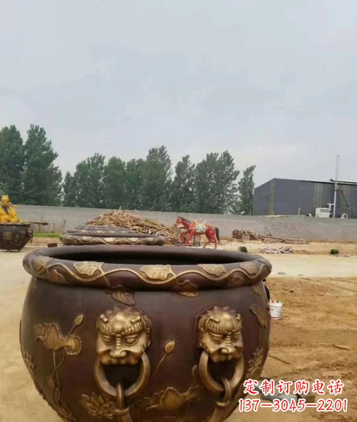 金华寺庙水缸铜雕 (4)