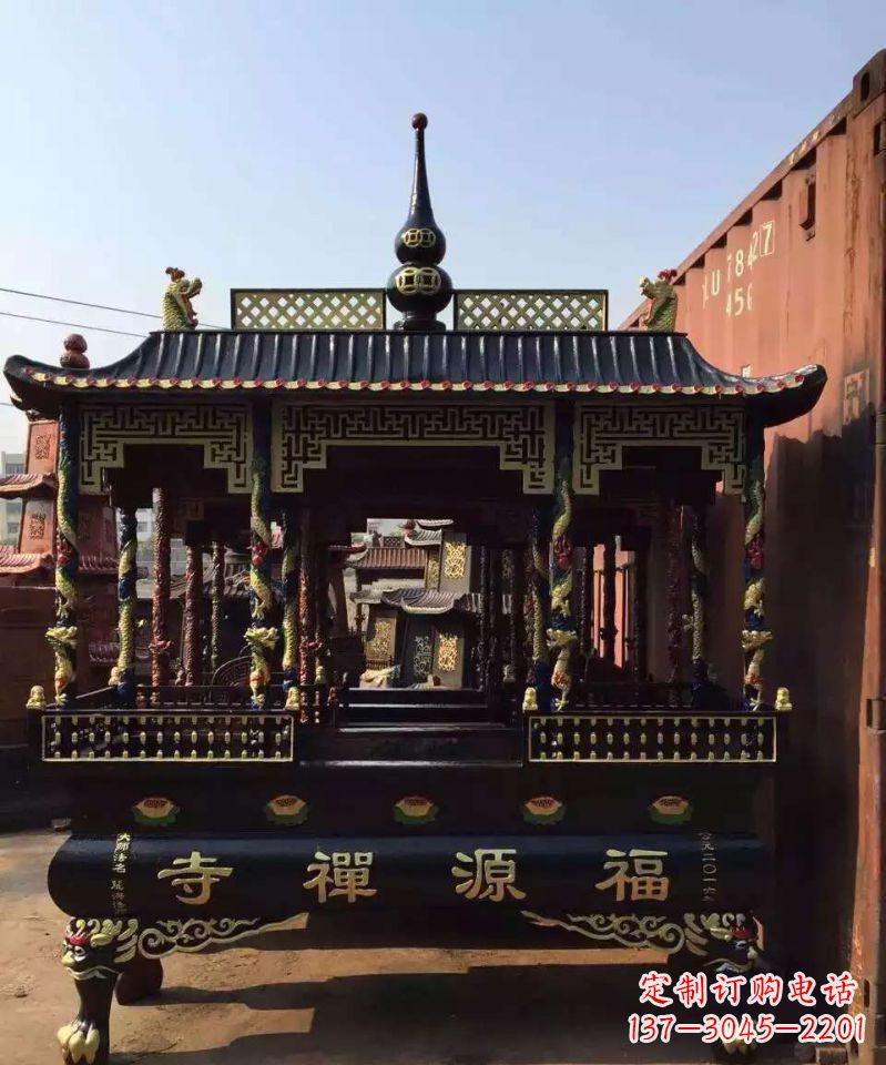 金华寺庙香炉铜雕 (2)
