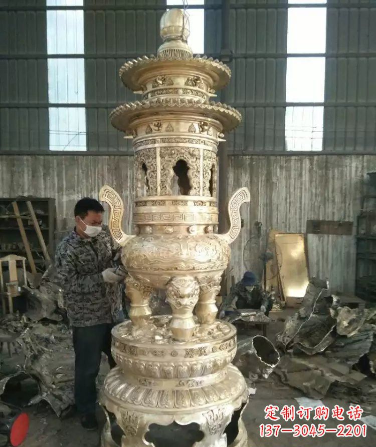金华寺庙香炉铜雕 (5)