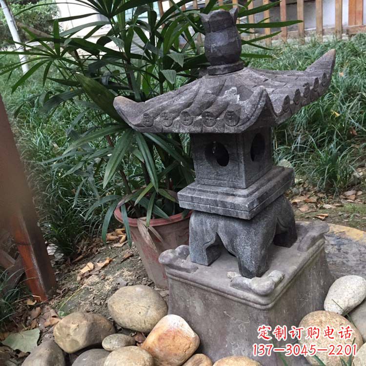 金华寺庙园林青石做旧仿古石灯