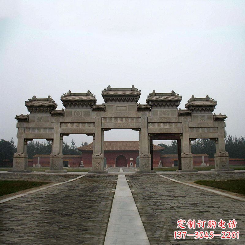 金华寺院五门石牌楼