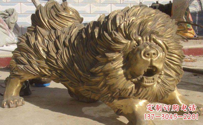 金华松狮犬动物铜雕
