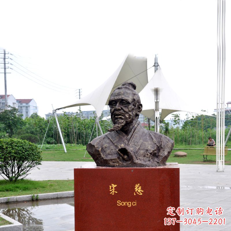 金华宋慈铸铜头像雕塑-古代十大名医园林广场人物雕塑