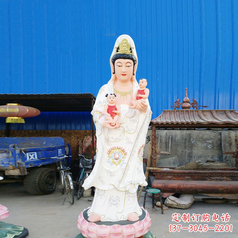 金华送子观音彩绘玻璃钢雕塑