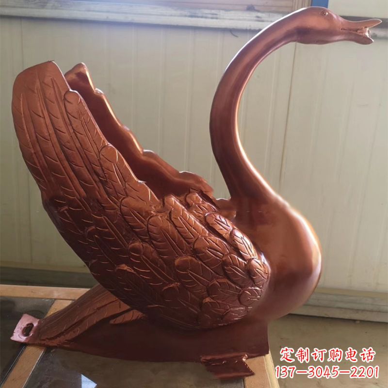 金华天鹅铜雕塑,喷泉吐水天鹅装饰摆件