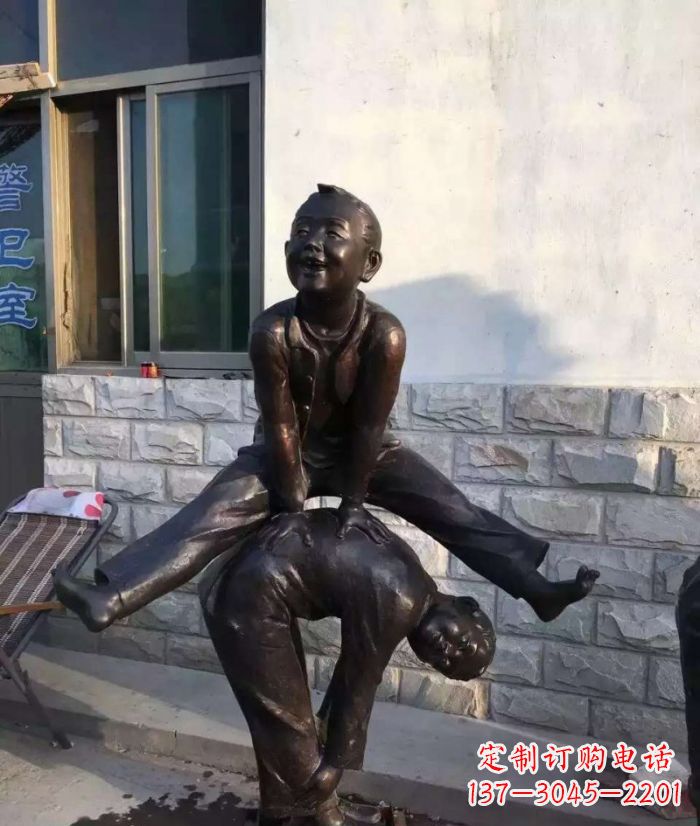 金华跳马儿童铜雕 (2)