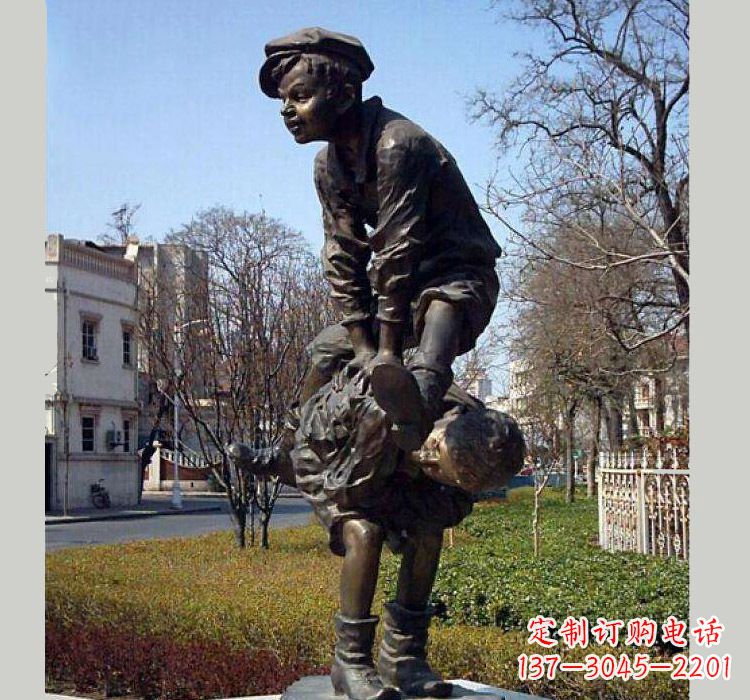 金华跳山羊人物铜雕