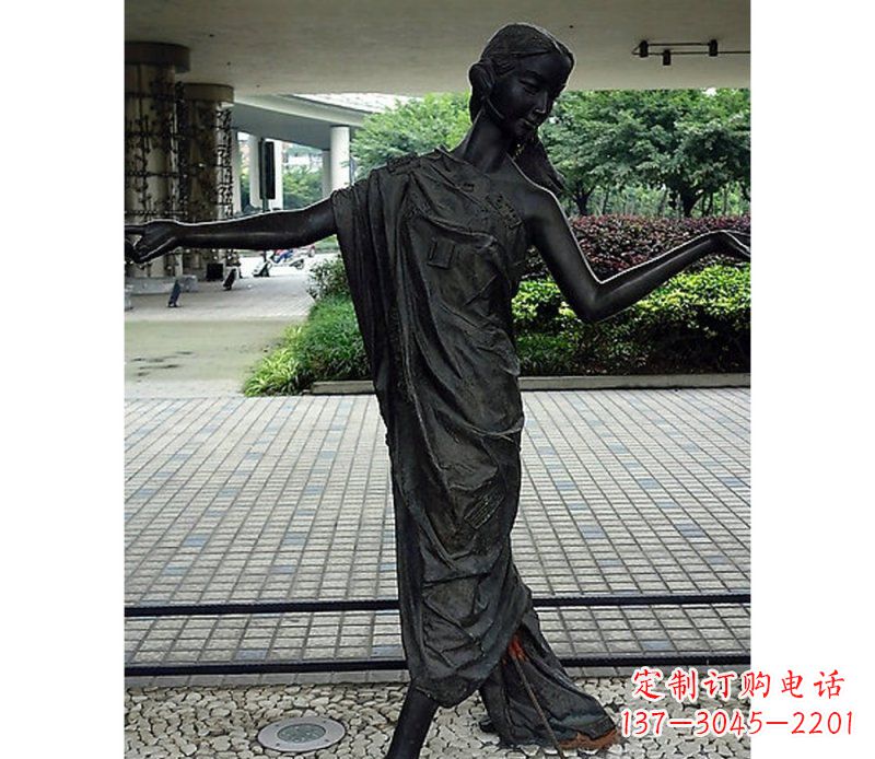 金华跳舞的女孩街边景观铜雕