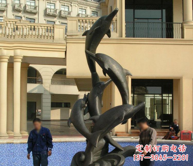 金华跳跃海豚景观铜雕