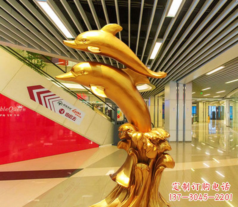 金华跳跃的海豚铜雕