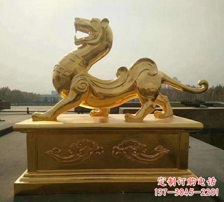 金华贴金古代神兽青龙雕塑