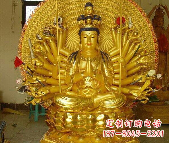 金华贴金坐式千手观音铜雕