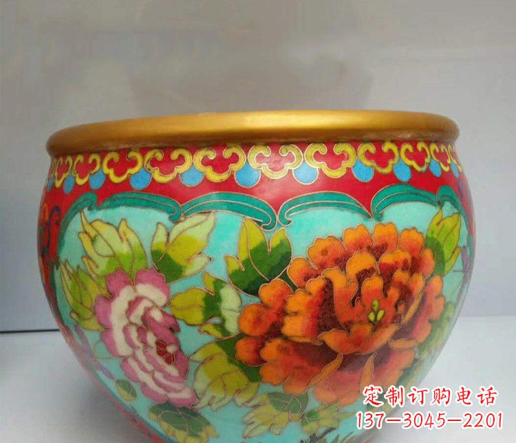 金华铜雕彩绘庭院装饰景观水缸雕塑
