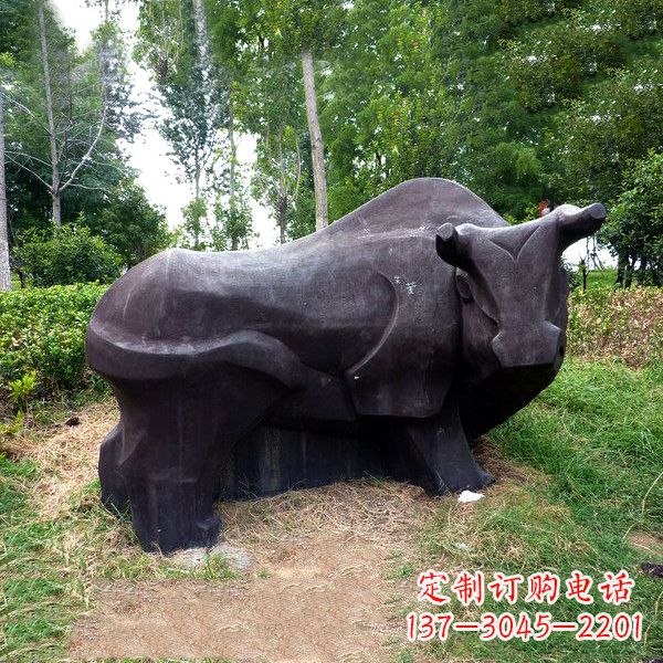 金华铜雕抽象牛-公园草坪水牛雕塑