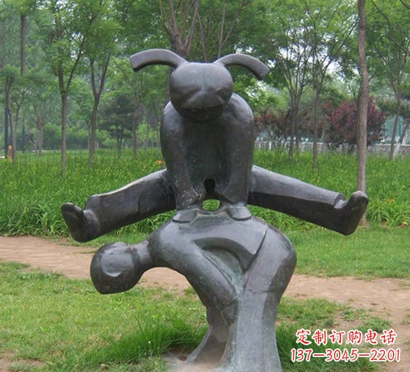 金华铜雕抽象跳山羊儿童