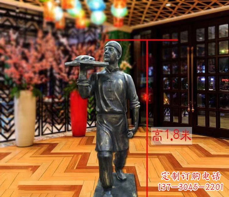 金华铜雕店小二人物雕塑 (2)