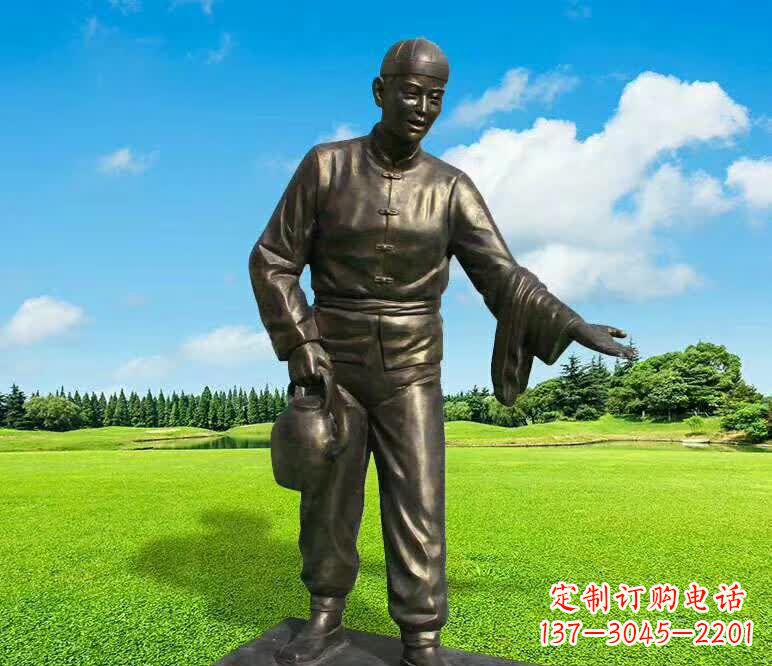 金华铜雕店小二人物雕塑1