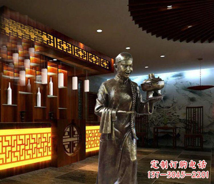 金华铜雕店小二小品人物雕塑