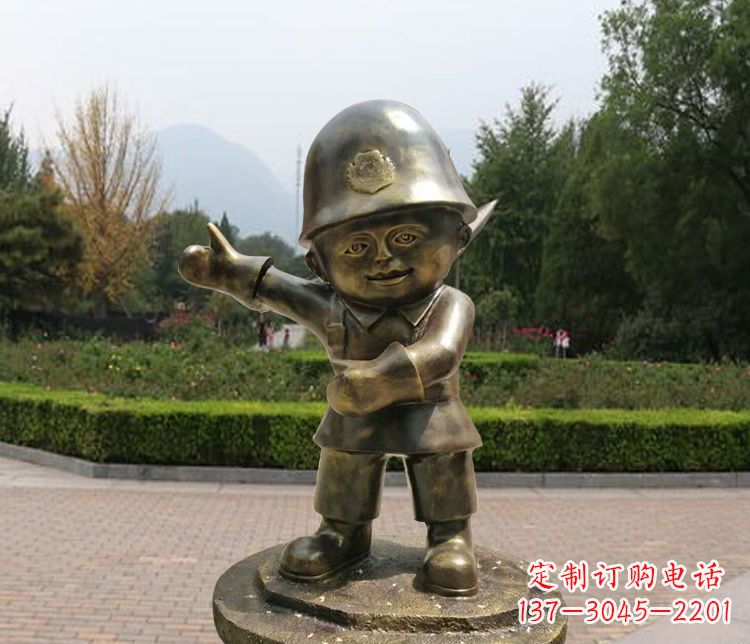 金华铜雕儿童交通警察