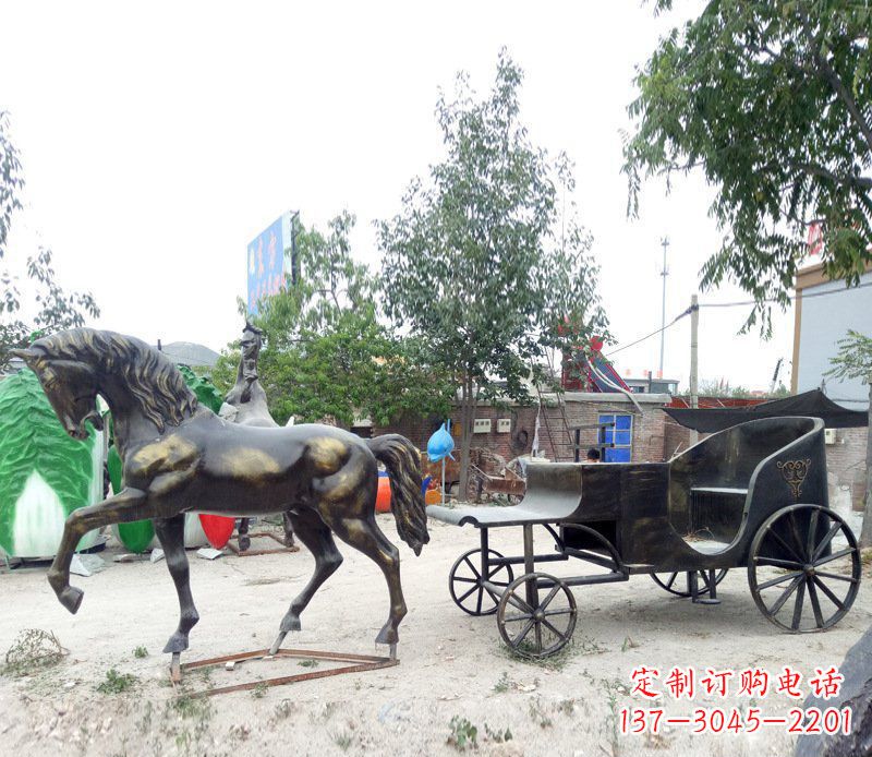 金华铜雕古代战马景观摆件