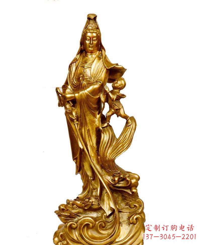 金华铜雕观音和善财童子