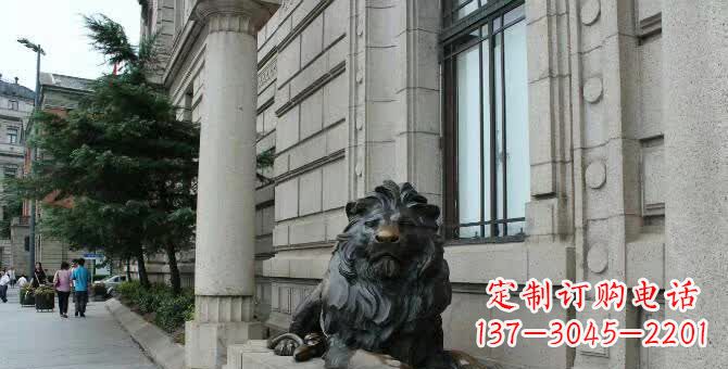 金华铜雕跪姿狮子