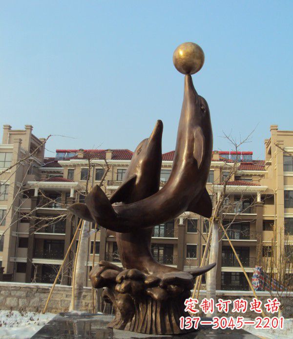 金华铜雕海豚雕塑 (2)