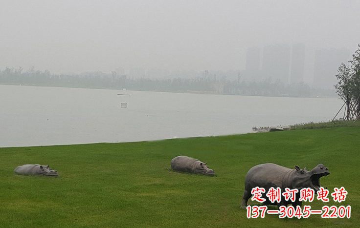 金华铜雕河马公园动物雕塑