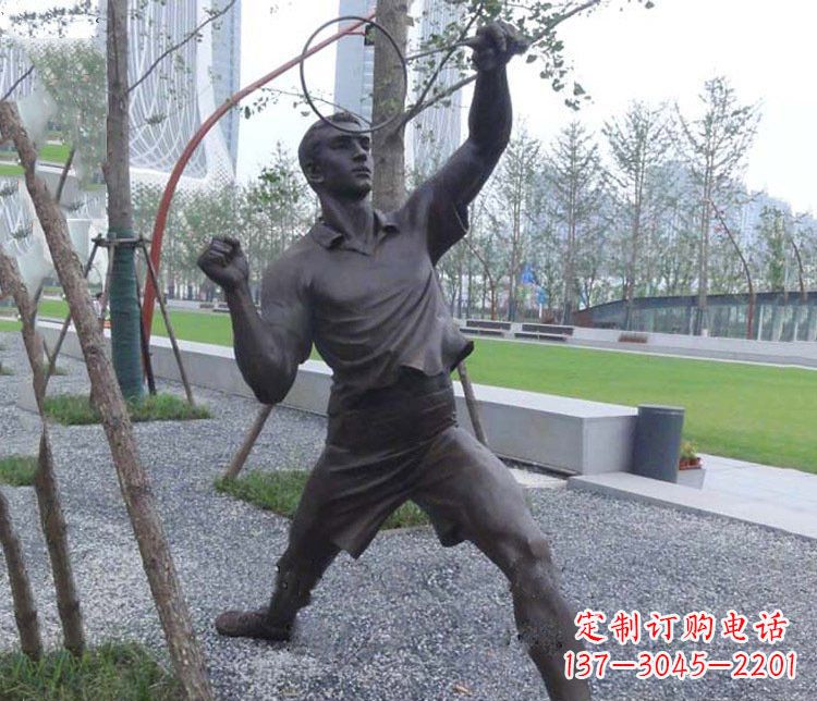 金华铜雕户外公园打羽毛球运动人物摆件