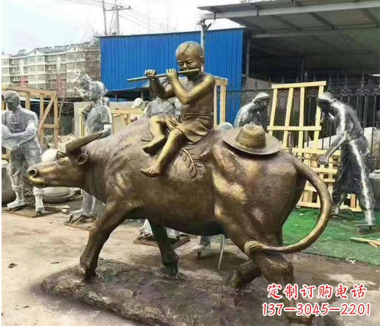 金华铜雕户外牧童骑牛雕塑摆件