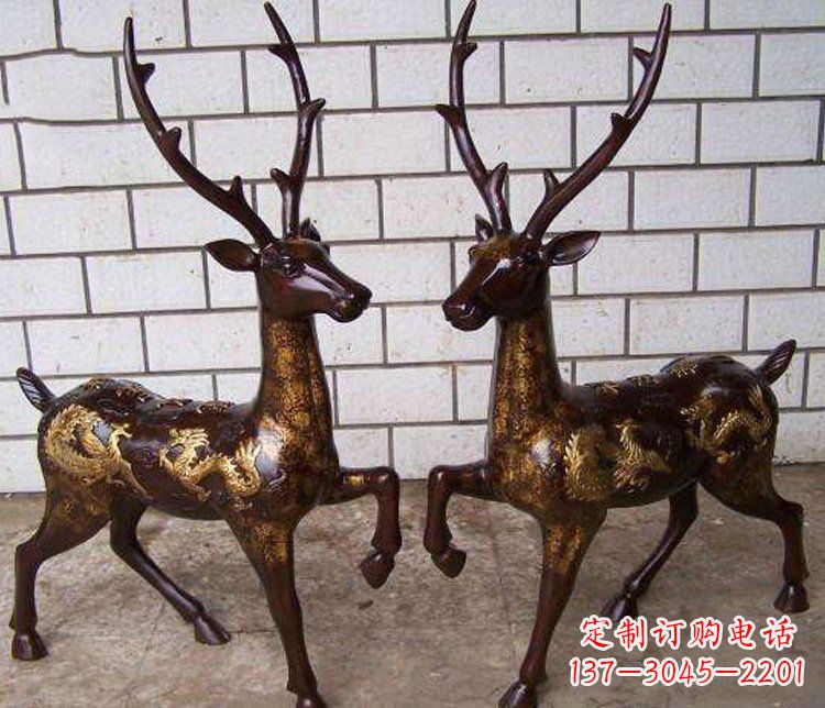 金华铜雕吉祥复古梅花鹿雕塑摆件