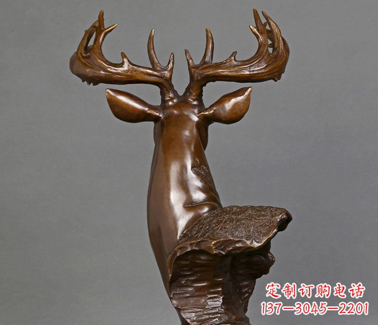 金华铜雕吉祥招财鹿头雕塑摆件