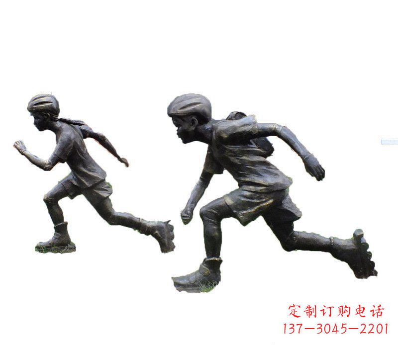 金华铜雕民俗溜冰儿童摆件