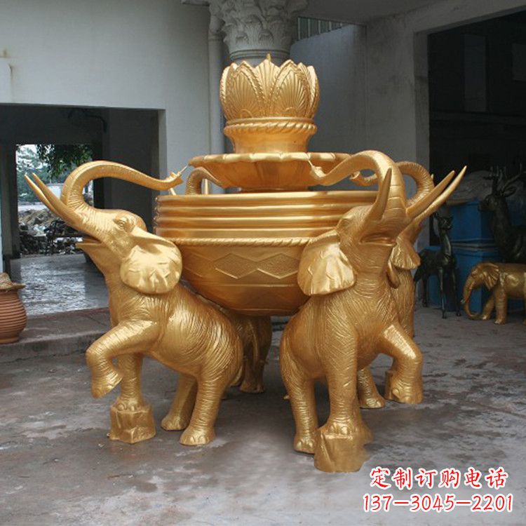 金华铜雕喷水大象雕塑