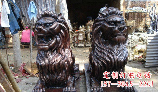 金华铜雕狮子公司门口雕塑 (2)