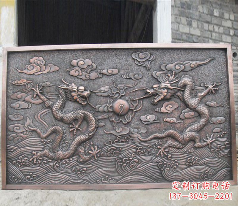 金华铜雕双龙壁画景观摆件
