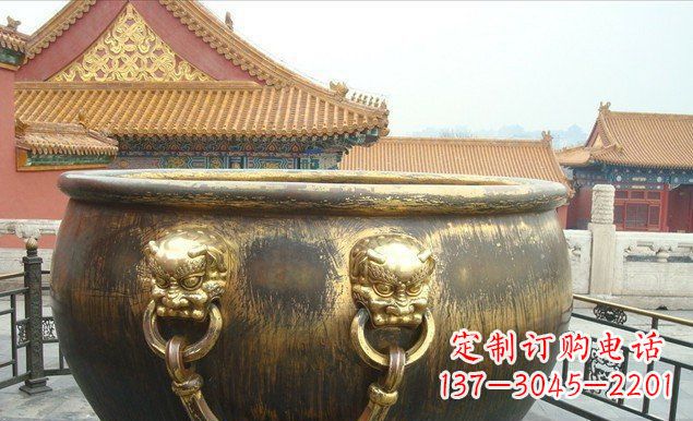 金华铜雕水缸寺庙景观雕塑 (2)