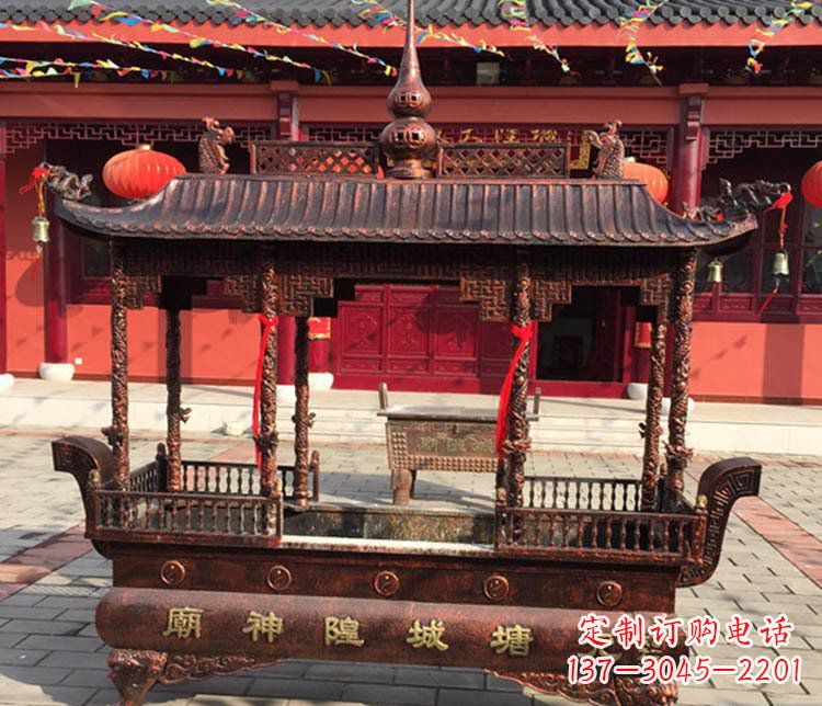 金华铜雕寺庙佛光普照香炉雕塑摆件