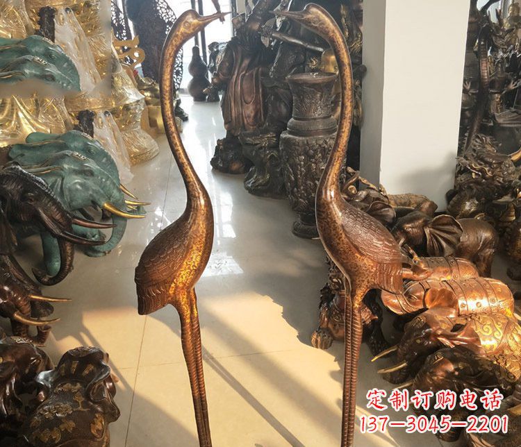 金华铜雕仙鹤踩龟雕塑摆件
