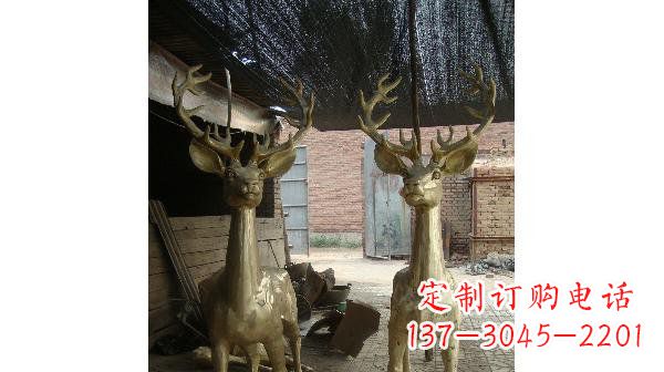 金华铜雕小鹿公园动物雕塑 (2)
