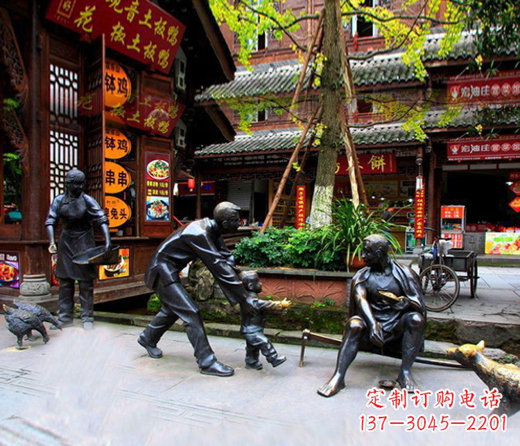 金华铜雕学走路儿童街道人物雕塑