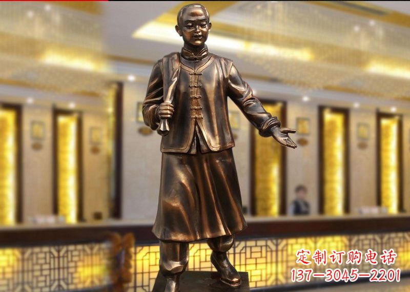 金华铜雕迎宾人物店小二